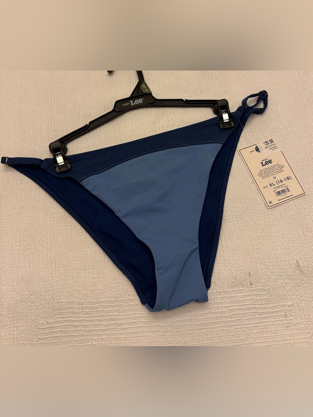 Kacey Lee Two-Tone Blue Women's Bikini Bottom Size XL 16-18